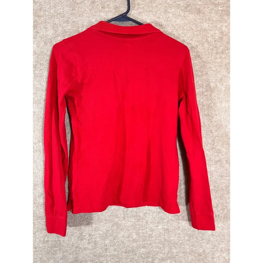Old Navy Polo Shirt Girls XL 14-16 Red Long Sleeve Pique School Uniform Preppy